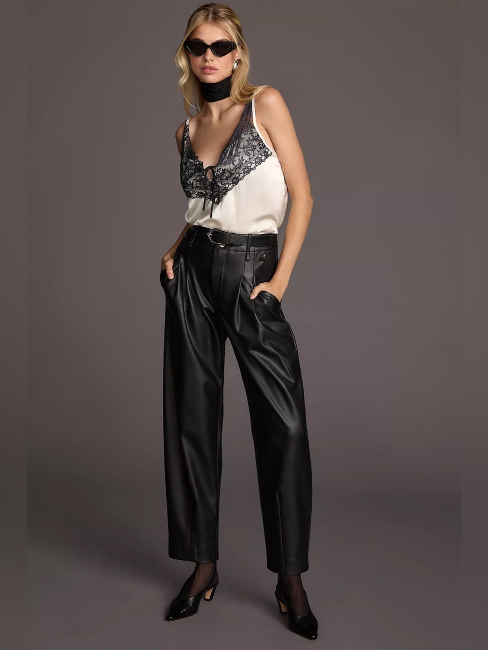 Maeve Faux Leather Taper Pleated Pants Size 2